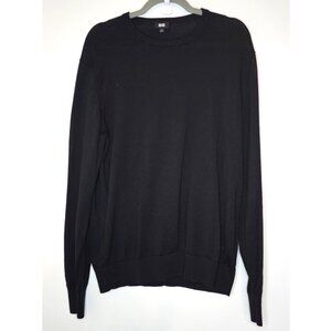 Uniqlo 100% Wool Lightweight Crew Neck Sweater, L, Black